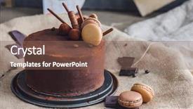  Presentation with cocoa - Theme featuring chocolate cake covered with cocoa background and a violet colored foreground