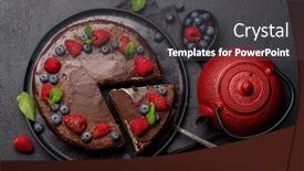  Presentation with chocolate dessert - PPT layouts featuring chocolate-cake-dessert-with-fresh background and a dark gray colored foreground