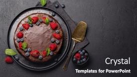  Presentation with chocolate dessert - PPT theme consisting of chocolate-cake-dessert-with-fresh background and a dark gray colored foreground