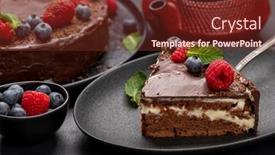  Presentation with chocolate dessert - PPT theme having chocolate-cake-dessert-with-fresh background and a tawny brown colored foreground