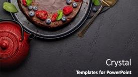  Presentation with chocolate dessert - PPT layouts with chocolate-cake-dessert-with-fresh background and a dark gray colored foreground