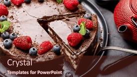  Presentation with chocolate dessert - PPT layouts having chocolate-cake-dessert-with-fresh background and a tawny brown colored foreground