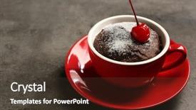  Presentation with cake brownies - PPT layouts enhanced with chocolate cake in a red background and a tawny brown colored foreground