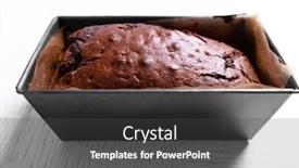  Presentation with baking cake - PPT layouts consisting of chocolate-cake-in-baking-dish background and a dark gray colored foreground