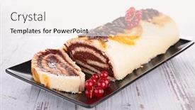  Presentation with roll cake - Slide set with chocolate-cake-roll background and a white colored foreground