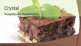  Presentation with cake brownies - Cool new slide deck with chocolate cake truffle over white backdrop and a soft green colored foreground