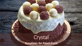  Presentation with chocolate - Slides consisting of chocolate-cake-with-bonbon-brigadeiro background and a tawny brown colored foreground