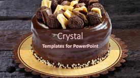  Presentation with chocolate - Slides with chocolate-cake-with-bonbon-food background and a tawny brown colored foreground