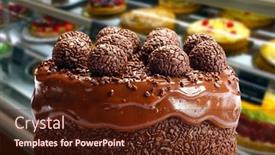  Presentation with chocolate - Slides featuring chocolate-cake-with-bonbon background and a tawny brown colored foreground