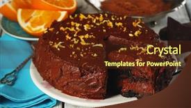  Presentation with food truck cake ice cream - PPT theme having chocolate cake with chocolate cream background and a tawny brown colored foreground