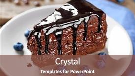  Presentation with blueberries - Slide set consisting of chocolate cake with chocolate cream background and a tawny brown colored foreground