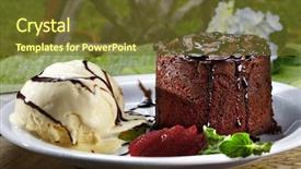  Presentation with ice cream cake - PPT theme enhanced with chocolate cake with fresh ice cream background and a tawny brown colored foreground
