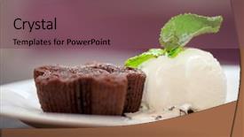  Presentation with ice cream cake - Slide set enhanced with chocolate cake with ice cream background and a violet colored foreground