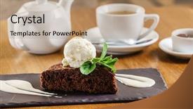  Presentation with ice cream cake - Theme consisting of chocolate cake with ice cream background and a coral colored foreground