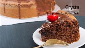  Presentation with peach and cherries - Slides featuring chocolate cake with juicy cherries background and a red colored foreground