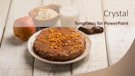  Presentation with chocolate milk - Slide set having chocolate-cake-with-pear-milk background and a lemonade colored foreground