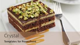  Presentation with chocolate nuts - PPT theme enhanced with chocolate-cake-with-pistachio-nuts background and a coral colored foreground
