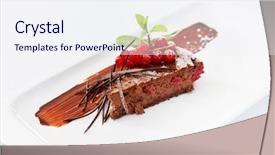  Presentation with currant - Colorful PPT theme enhanced with chocolate cake with red currant backdrop and a sky blue colored foreground