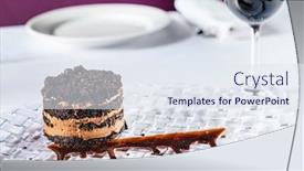  Presentation with cake - Amazing slide set having chocolate-cake-with-sherry backdrop and a sky blue colored foreground
