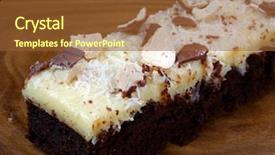  Presentation with coconut - Theme having chocolate cake with shredded coconut background and a tawny brown colored foreground