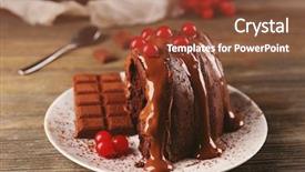  Presentation with snowball - Presentation theme consisting of chocolate cake with snowball tree background and a  colored foreground