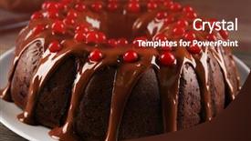  Presentation with snowball - Presentation design with chocolate cake with snowball tree background and a  colored foreground