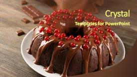  Presentation with snowball - Colorful presentation theme enhanced with chocolate cake with snowball tree backdrop and a tawny brown colored foreground