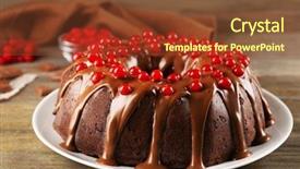  Presentation with snowball - PPT theme enhanced with chocolate cake with snowball tree background and a tawny brown colored foreground