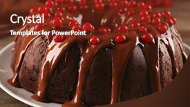  Presentation with snowball - Presentation design featuring chocolate cake with snowball tree background and a  colored foreground