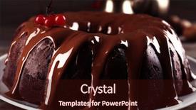  Presentation with snowball - Beautiful PPT theme featuring chocolate cake with snowball tree backdrop and a  colored foreground