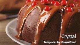  Presentation with snowball - Presentation theme having chocolate cake with snowball tree background and a tawny brown colored foreground