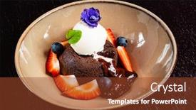  Presentation with ice cream cake - Presentation featuring chocolate-cake-with-strawberries background and a tawny brown colored foreground