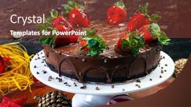  Presentation with chocolate strawberry - Slide deck featuring chocolate-cake-with-strawberry background and a tawny brown colored foreground