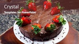  Presentation with chocolate strawberry - PPT layouts enhanced with chocolate-cake-with-strawberry background and a tawny brown colored foreground