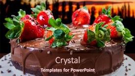  Presentation with chocolate strawberry - Audience pleasing slide deck consisting of chocolate-cake-with-strawberry backdrop and a tawny brown colored foreground