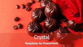  Presentation with red coffee bean - Amazing slide set having chocolate candies and coffee beans backdrop and a  colored foreground