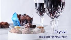  Presentation with chocolate wine - Audience pleasing theme consisting of chocolate candies and red wine backdrop and a sky blue colored foreground