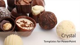  Presentation with sweets - PPT theme consisting of chocolate candies and sweets background and a coral colored foreground