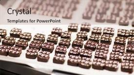  Presentation with chocolate shop - Amazing slide deck having chocolate candies at confectionery shop backdrop and a coral colored foreground