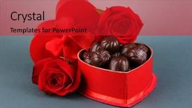  Presentation with an open gift box - Beautiful theme featuring chocolate candies in gift box backdrop and a  colored foreground