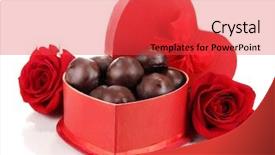  Presentation with an open gift box - Audience pleasing slide deck consisting of chocolate candies in gift box backdrop and a  colored foreground