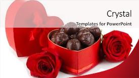  Presentation with white chocolate - Presentation design featuring chocolate candies in gift box background and a sky blue colored foreground