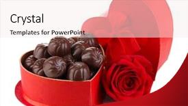  Presentation with white chocolate - PPT theme consisting of chocolate candies in gift box background and a  colored foreground