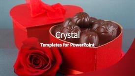  Presentation with an open gift box - Beautiful presentation design featuring chocolate candies in gift box backdrop and a  colored foreground