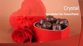  Presentation with an open gift box - Audience pleasing theme consisting of chocolate candies in gift box backdrop and a coral colored foreground
