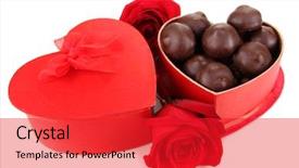  Presentation with white chocolate - Beautiful slide deck featuring chocolate candies in gift box backdrop and a  colored foreground