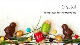  Presentation with coffee and sweet chocolate brownies - Slides featuring chocolate candies in the shape background and a  colored foreground