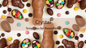  Presentation with shape - Audience pleasing PPT layouts consisting of chocolate candies in the shape backdrop and a coral colored foreground