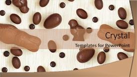  Presentation with coffee and sweet chocolate brownies - Amazing presentation theme having chocolate candies in the shape backdrop and a  colored foreground