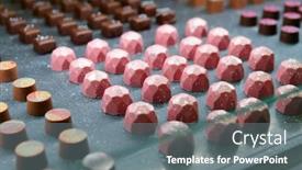  Presentation with chocolate shop - Presentation theme consisting of chocolate-candies-in-window-display background and a gray colored foreground